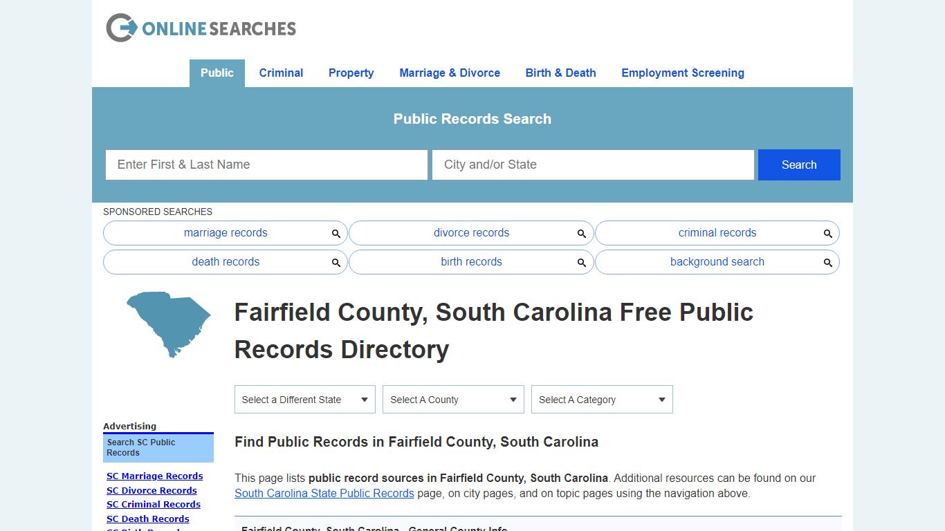 Fairfield County, South Carolina Public Records Directory