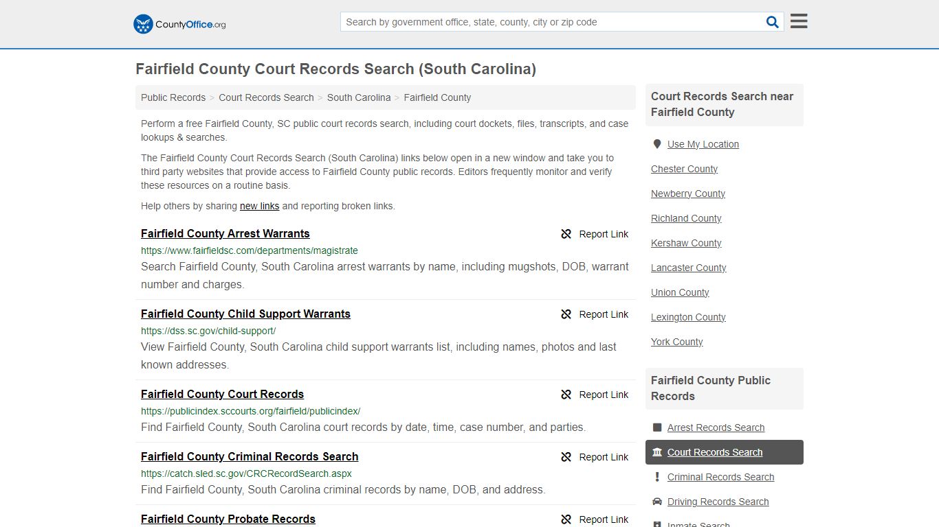 Fairfield County Court Records Search (South Carolina) - County Office
