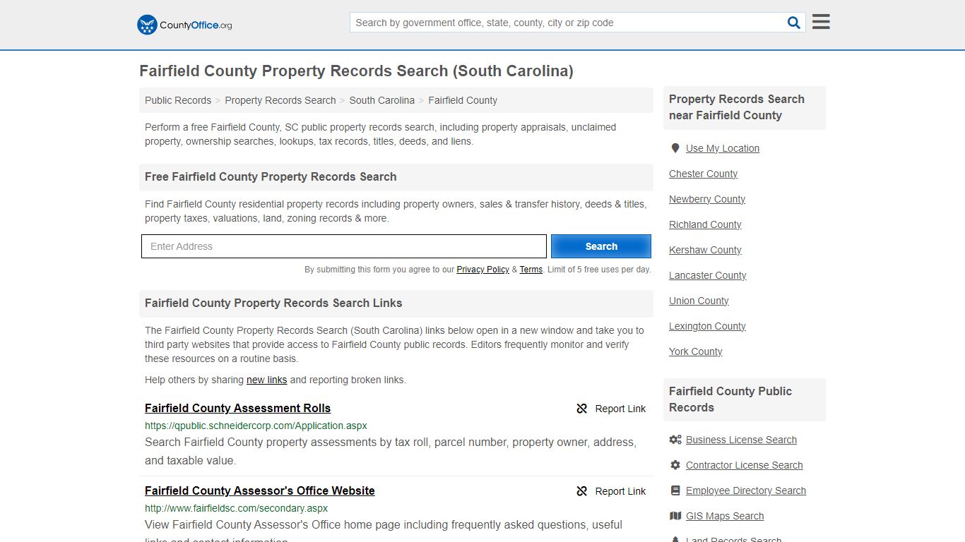 Fairfield County Property Records Search (South Carolina) - County Office